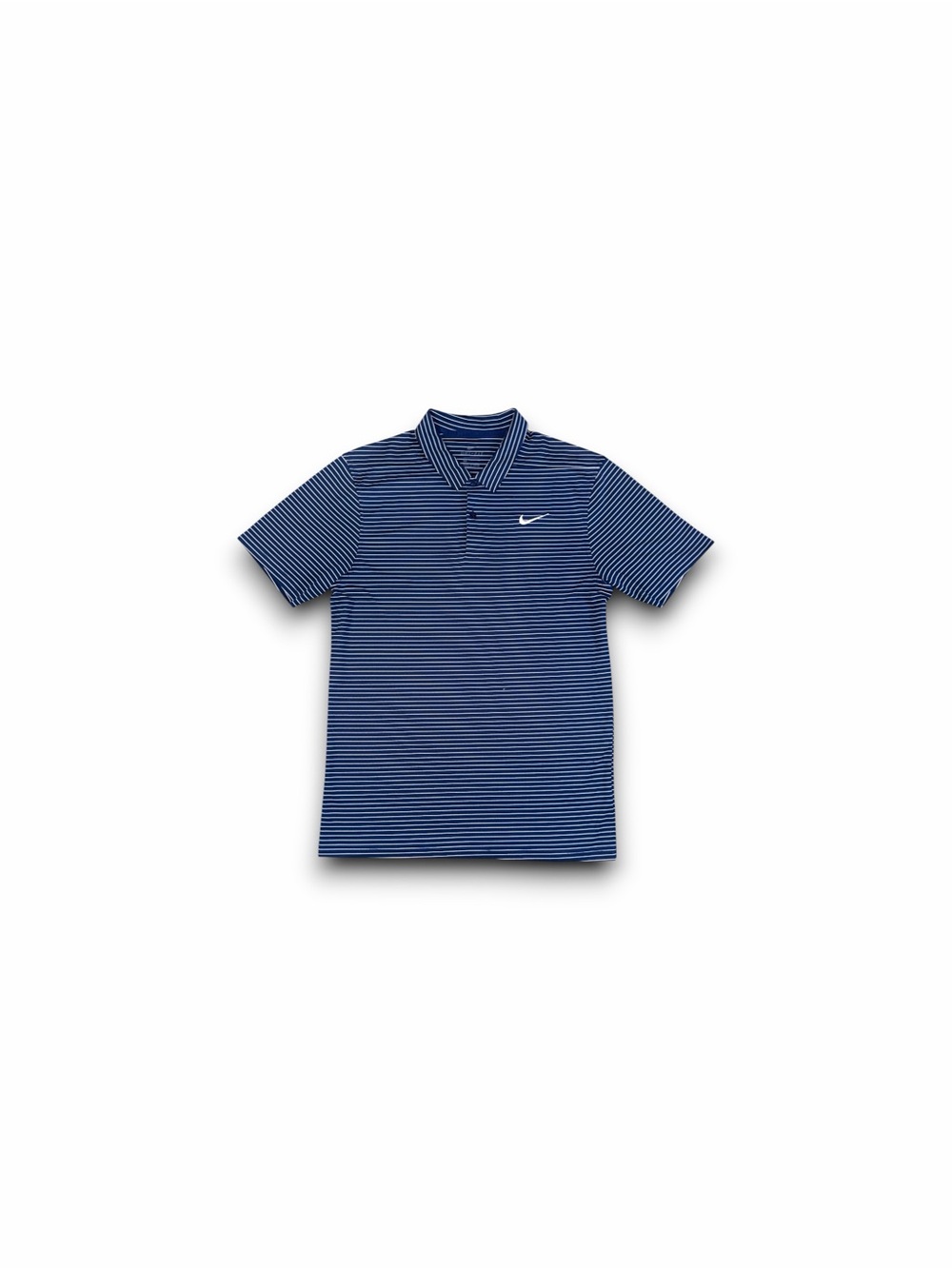 Nike dri-fit Golf Polo striped Shirt navy Blue mens small